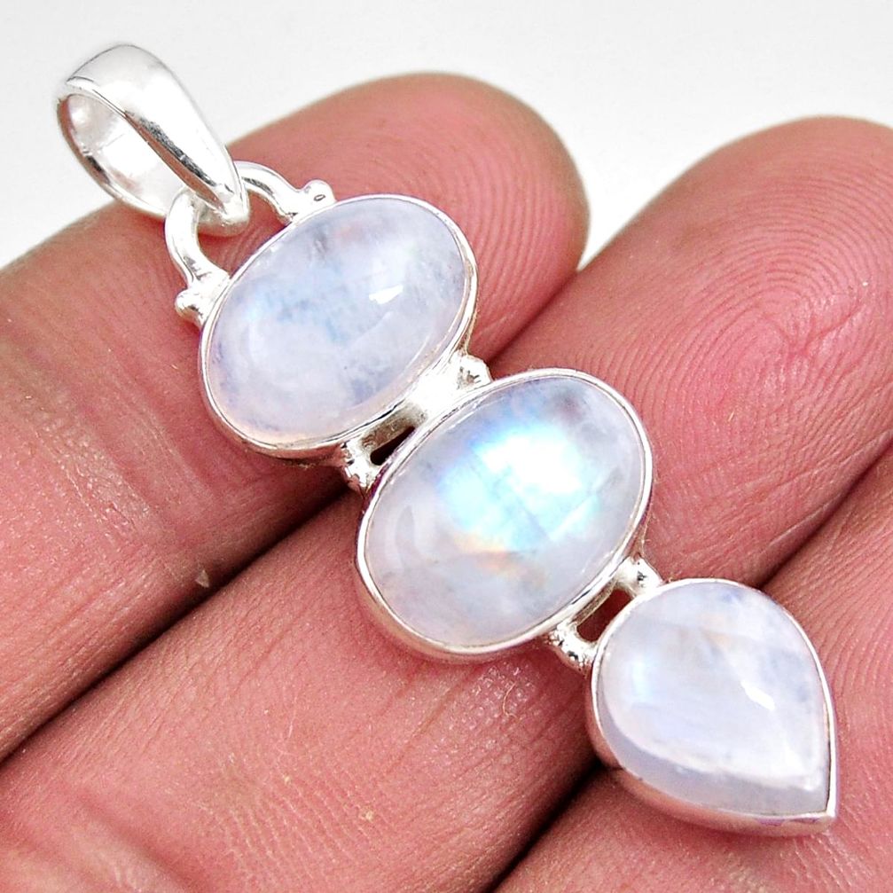 925 sterling silver 13.50cts natural rainbow moonstone oval pendant p92227