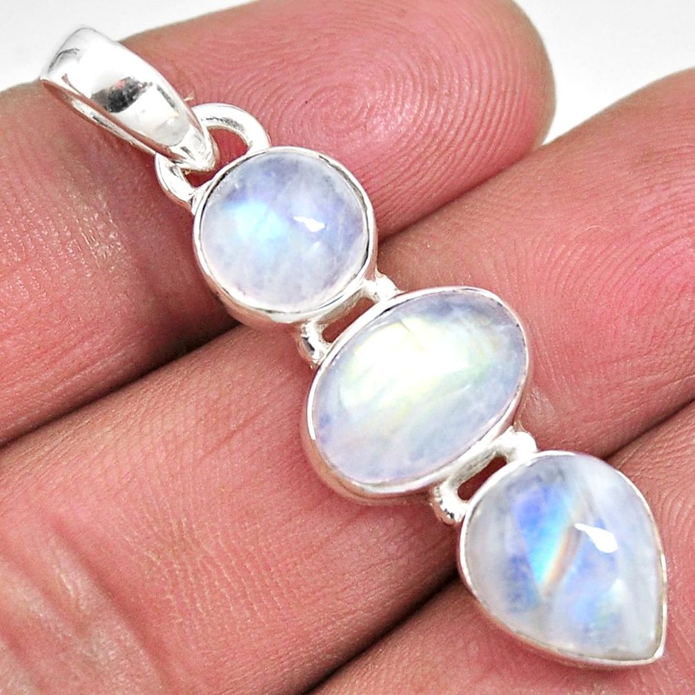 925 sterling silver 11.57cts natural rainbow moonstone oval pendant p92246