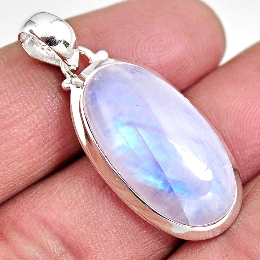 925 sterling silver 16.35cts natural rainbow moonstone oval pendant p92432