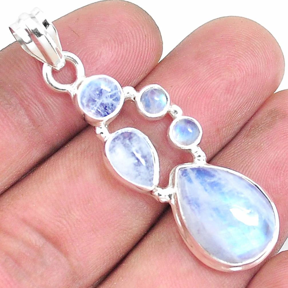 925 sterling silver 14.17cts natural rainbow moonstone pendant jewelry p39852