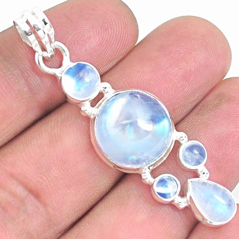 925 sterling silver 14.37cts natural rainbow moonstone pendant jewelry p39855