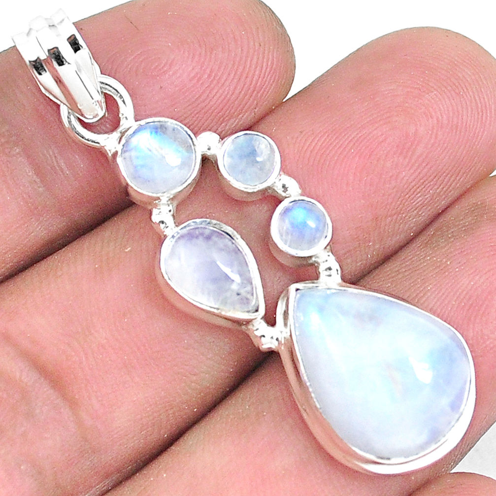 925 sterling silver 15.58cts natural rainbow moonstone pendant jewelry p39873