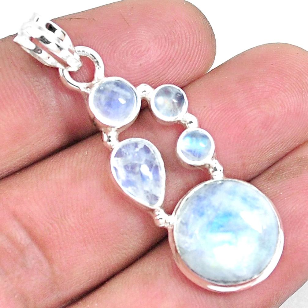 925 sterling silver 14.37cts natural rainbow moonstone pendant jewelry p39880