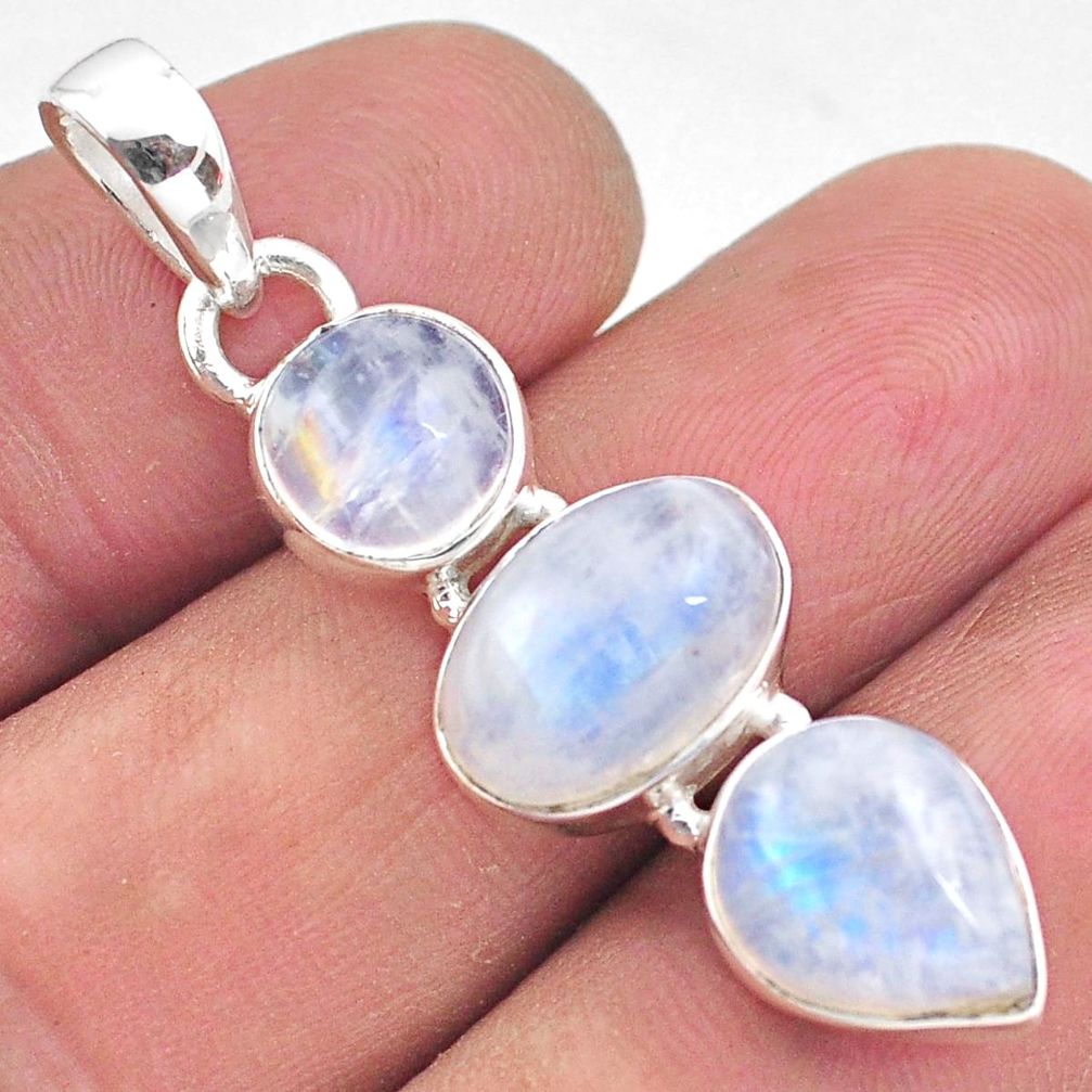 925 sterling silver 11.23cts natural rainbow moonstone pendant jewelry p85847