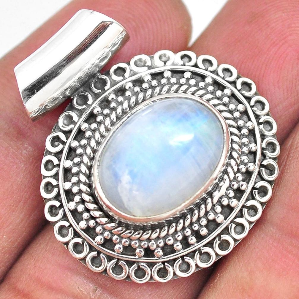 925 sterling silver 9.23cts natural rainbow moonstone pendant jewelry p86632