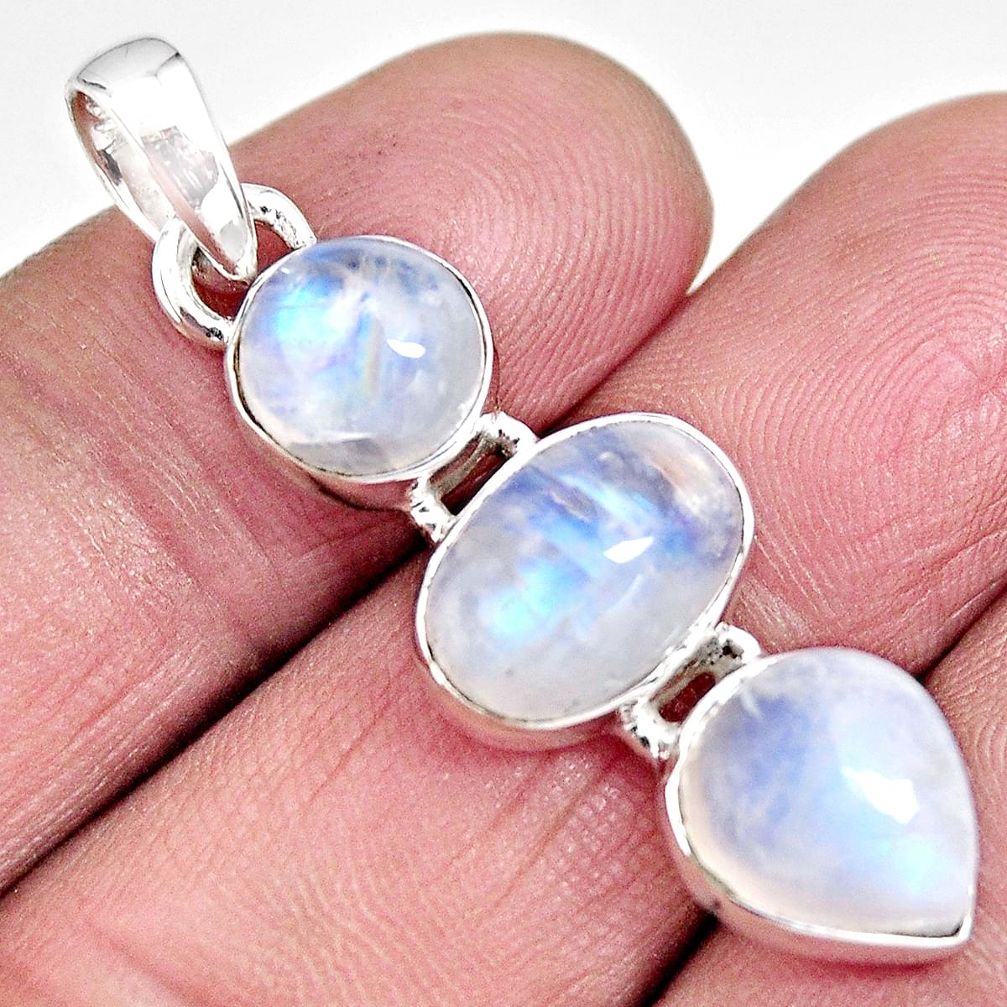 925 sterling silver 13.09cts natural rainbow moonstone pendant jewelry p92179