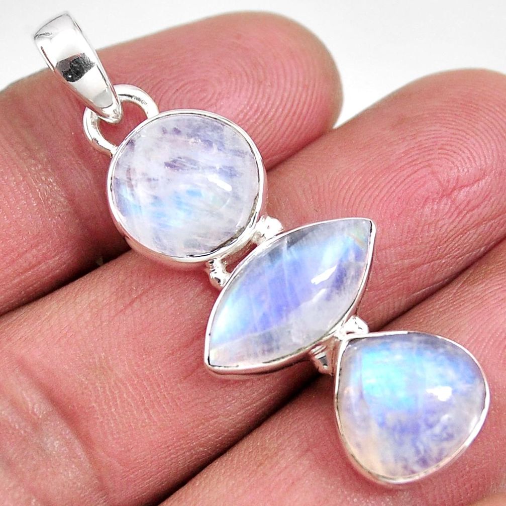 925 sterling silver 13.85cts natural rainbow moonstone pendant jewelry p92204