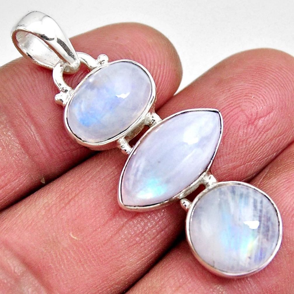 925 sterling silver 15.55cts natural rainbow moonstone pendant jewelry p92207