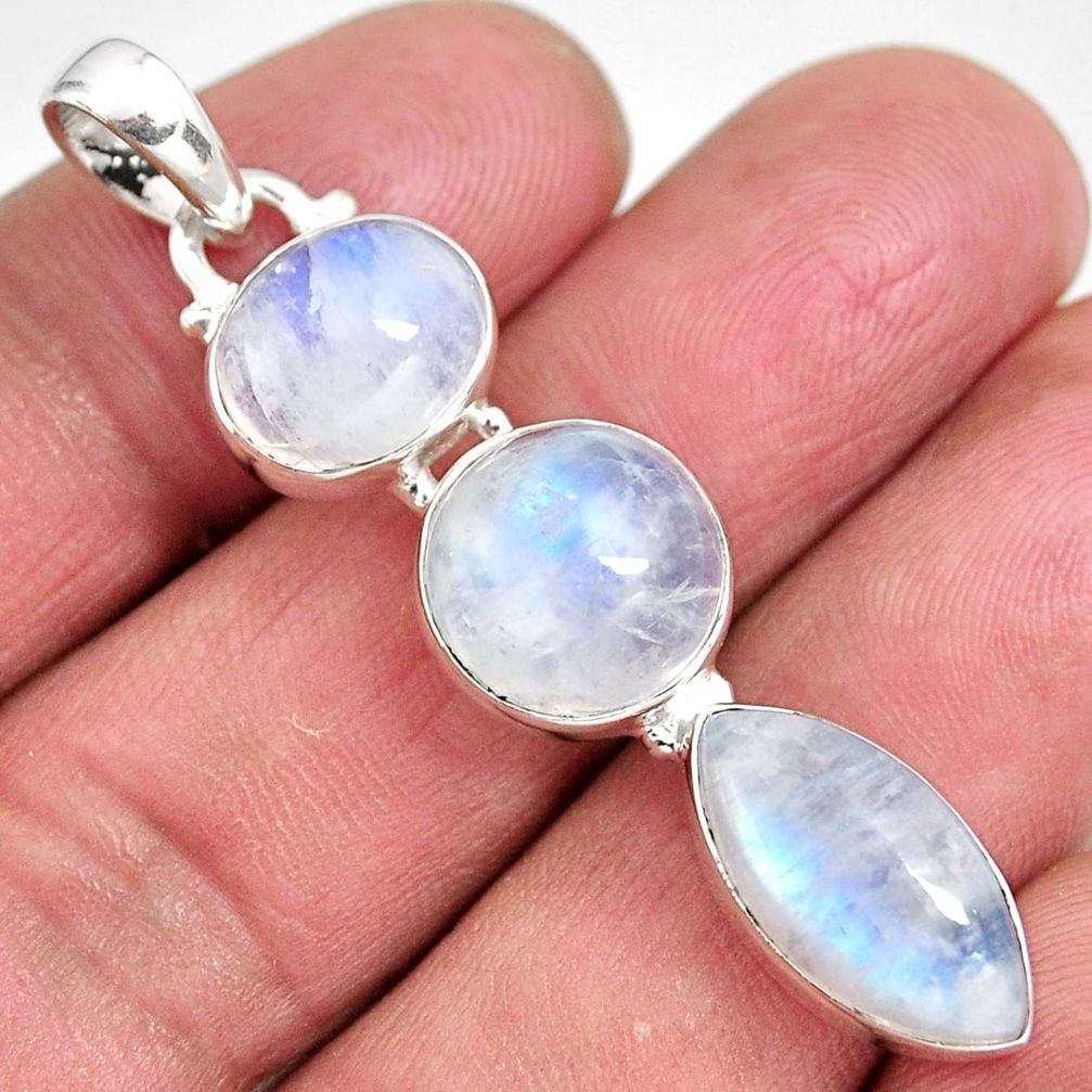 925 sterling silver 15.55cts natural rainbow moonstone pendant jewelry p92211