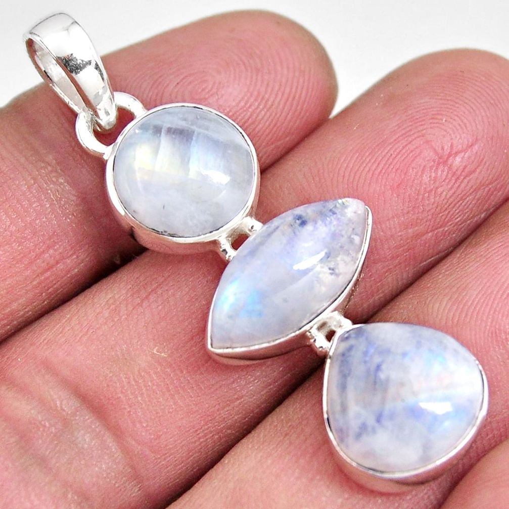 925 sterling silver 16.06cts natural rainbow moonstone pendant jewelry p92214