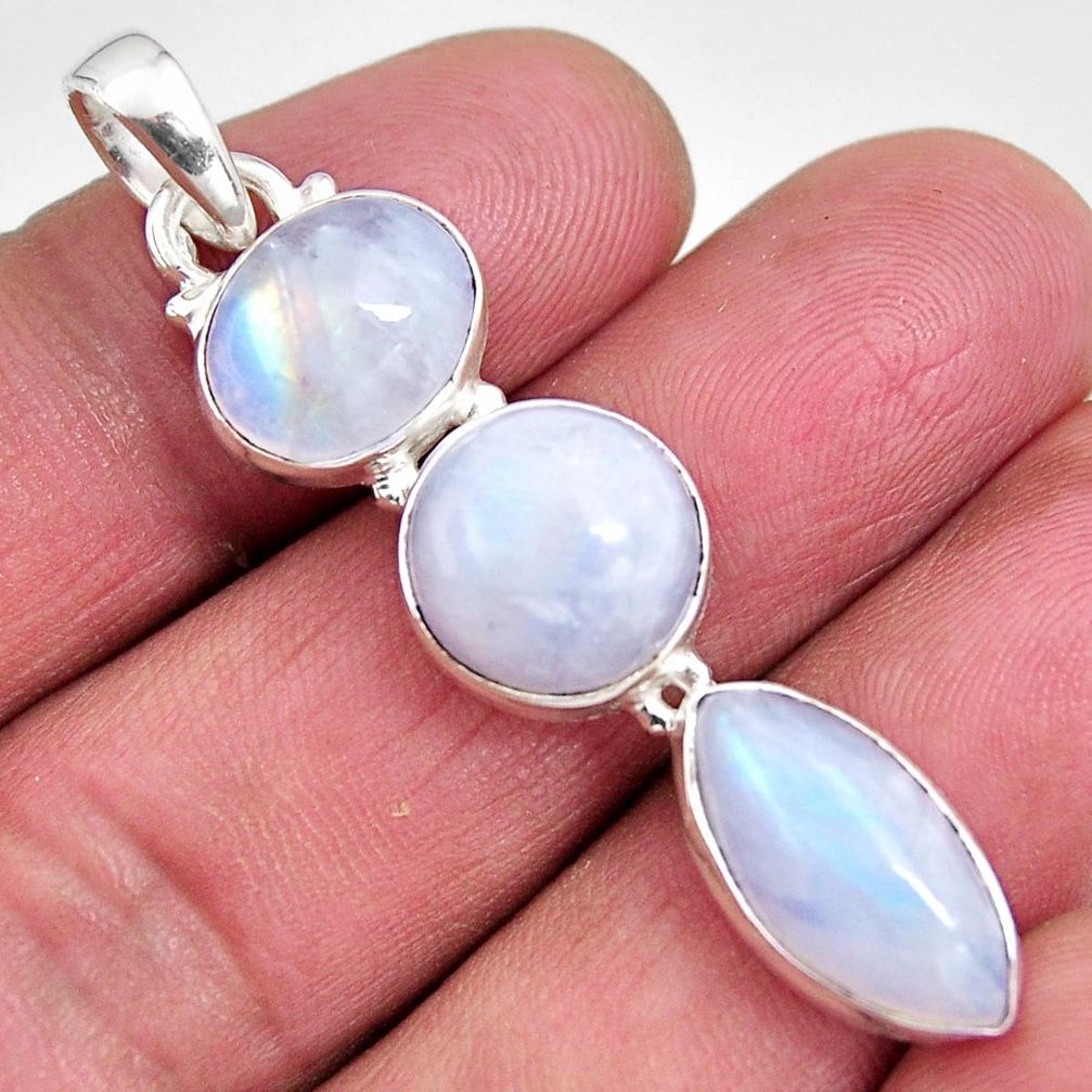 925 sterling silver 15.39cts natural rainbow moonstone pendant jewelry p92217