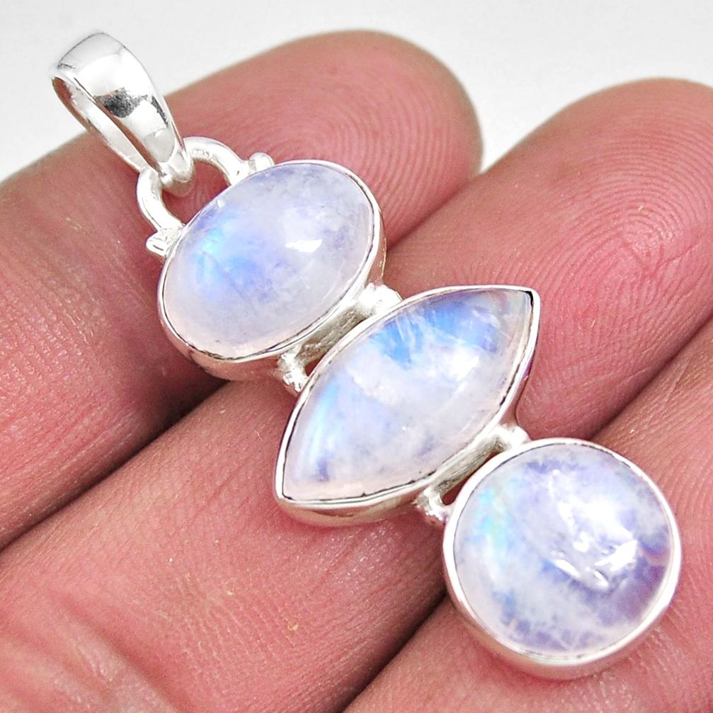 925 sterling silver 14.40cts natural rainbow moonstone pendant jewelry p92224