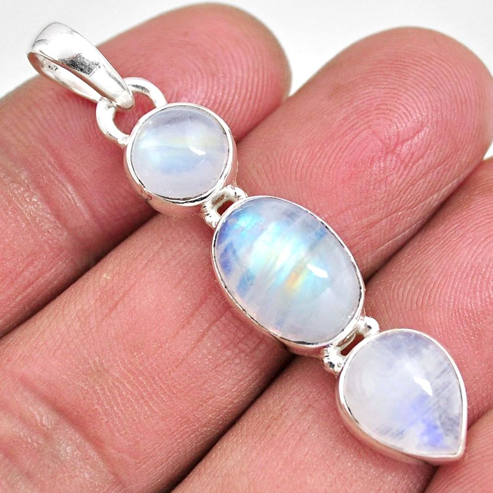 925 sterling silver 12.10cts natural rainbow moonstone pendant jewelry p92243