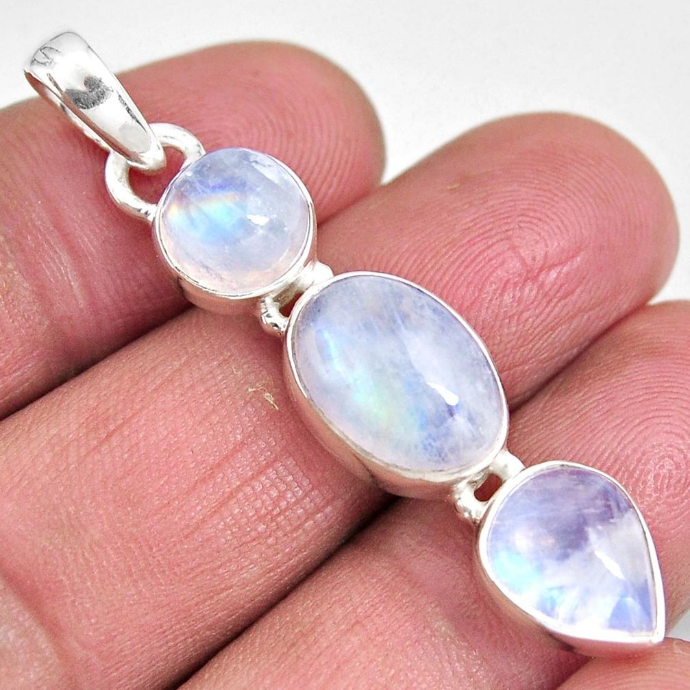 925 sterling silver 12.17cts natural rainbow moonstone pendant jewelry p92254