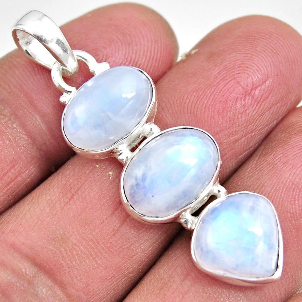 925 sterling silver 14.90cts natural rainbow moonstone pendant jewelry p92260