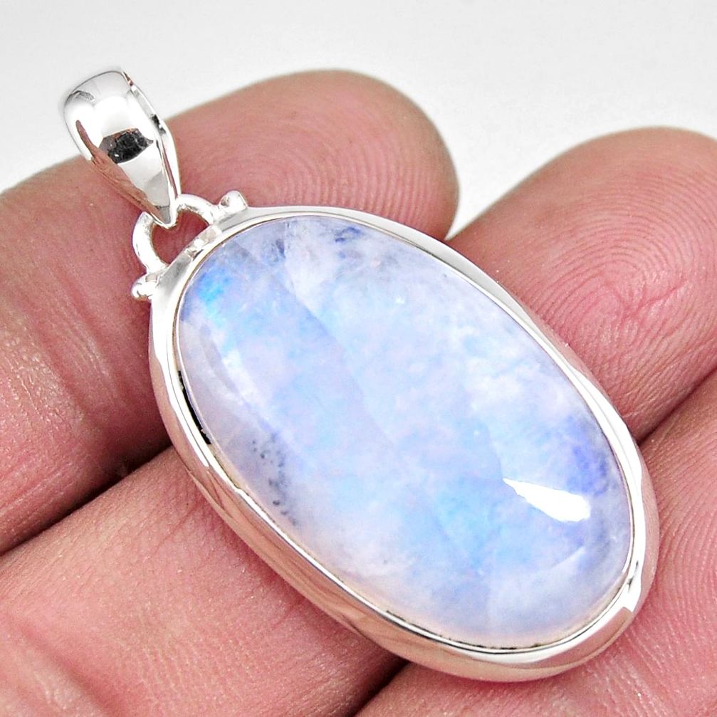 925 sterling silver 22.87cts natural rainbow moonstone pendant jewelry p92438