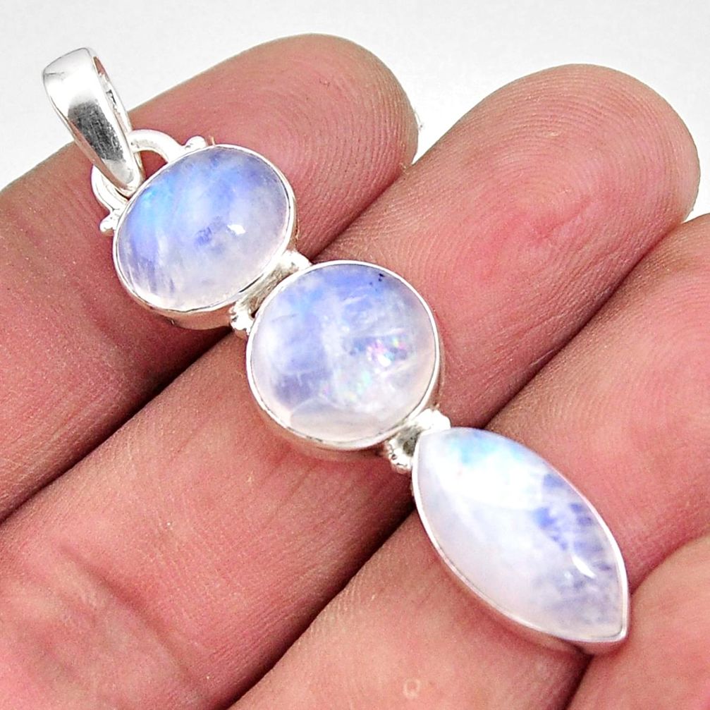 925 sterling silver 15.29cts natural rainbow moonstone pendant jewelry p92971