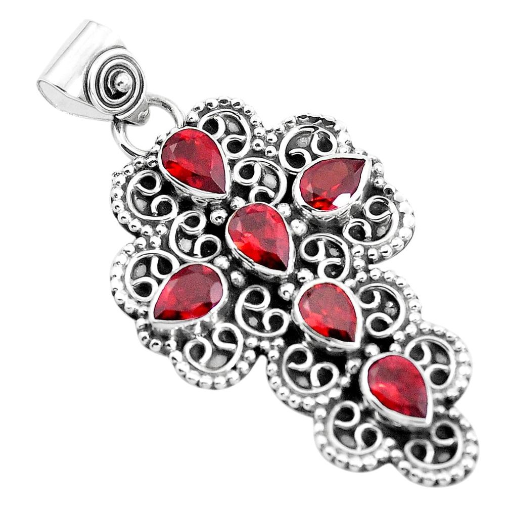 925 sterling silver 7.83cts natural red garnet holy cross pendant jewelry p35951