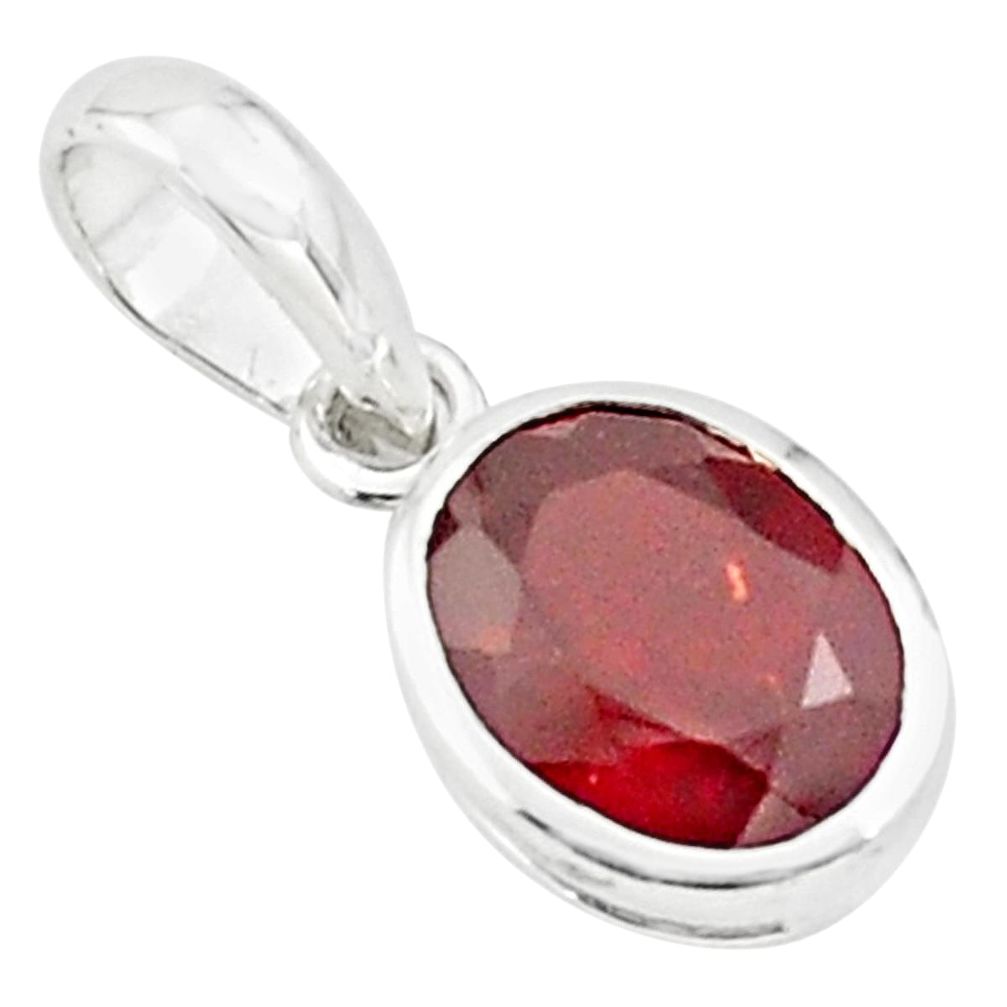 925 sterling silver 3.03cts natural red garnet oval pendant jewelry p73710