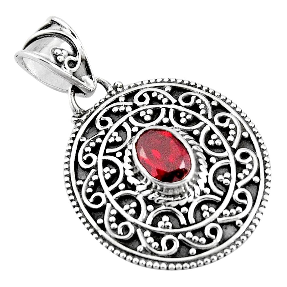 925 sterling silver 1.41cts natural red garnet oval pendant jewelry p90230