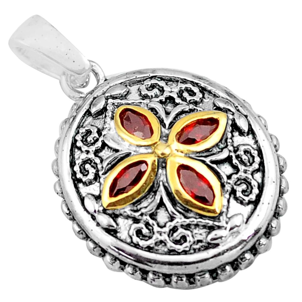 925 sterling silver 2.01cts natural red garnet pendant jewelry c4390