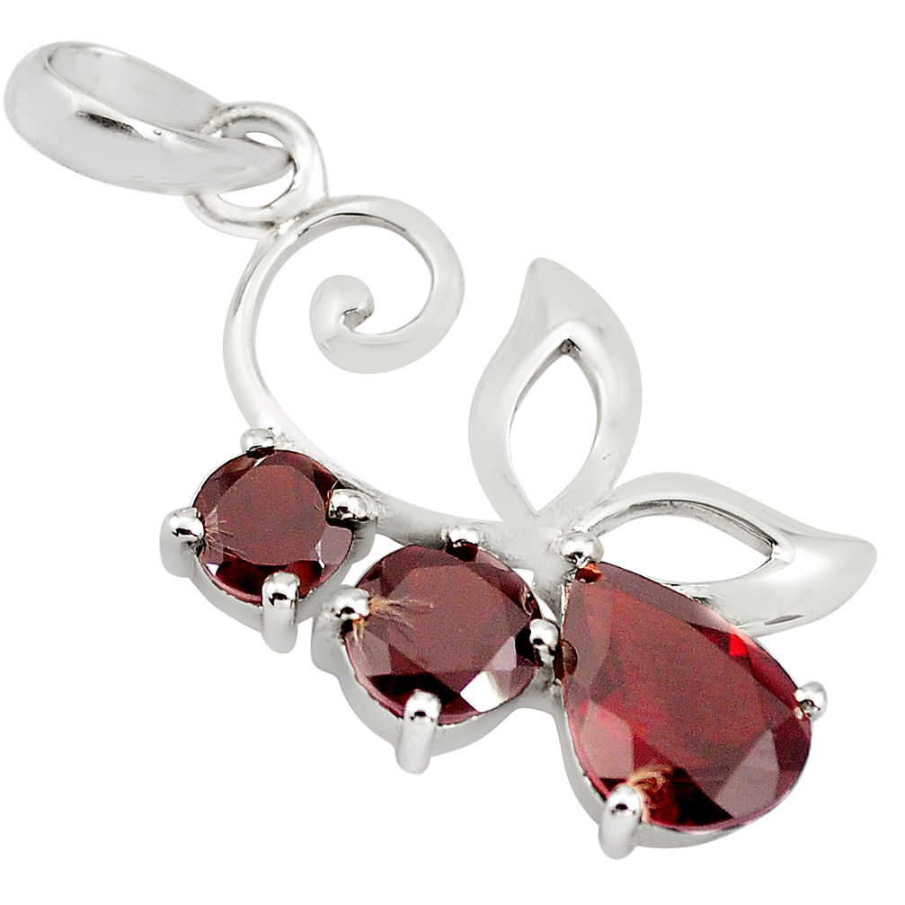 925 sterling silver 3.94cts natural red garnet pendant jewelry p82013