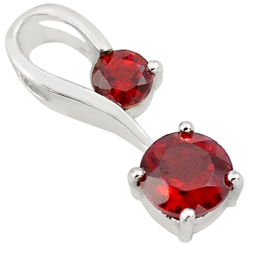 925 sterling silver 1.37cts natural red garnet round pendant jewelry p82086