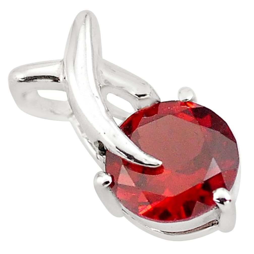 925 sterling silver 3.02cts natural red garnet round pendant jewelry p82558