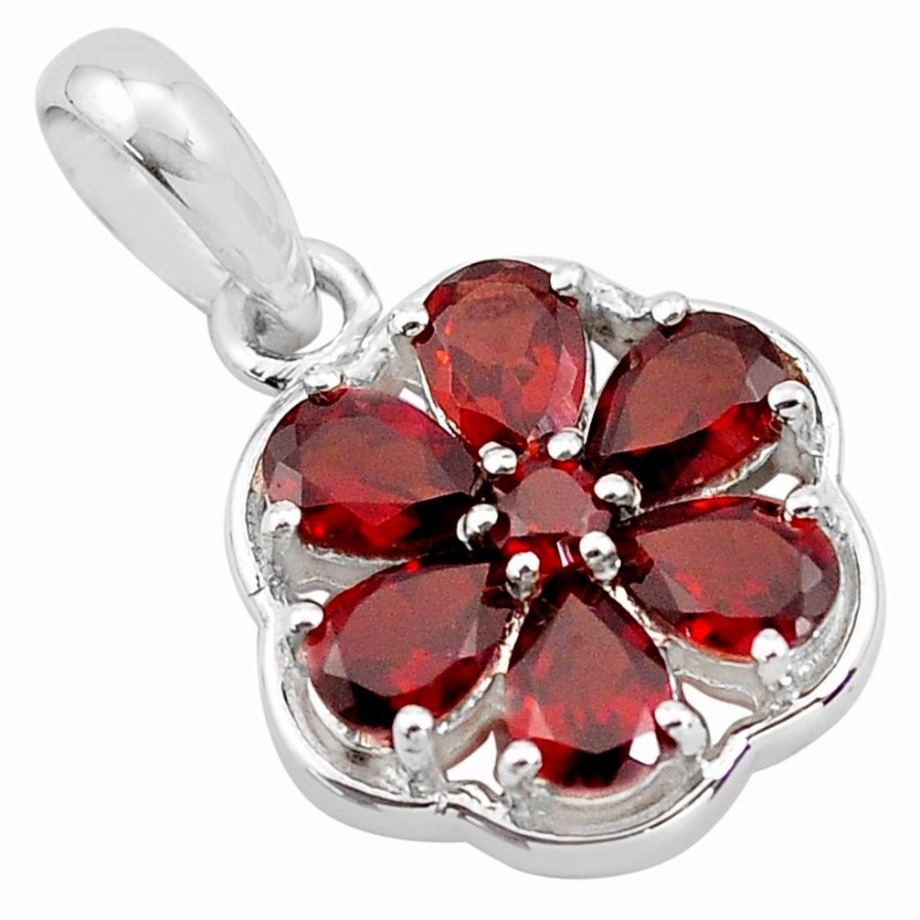 925 sterling silver 6.43cts natural red garnet round pendant jewelry p83794
