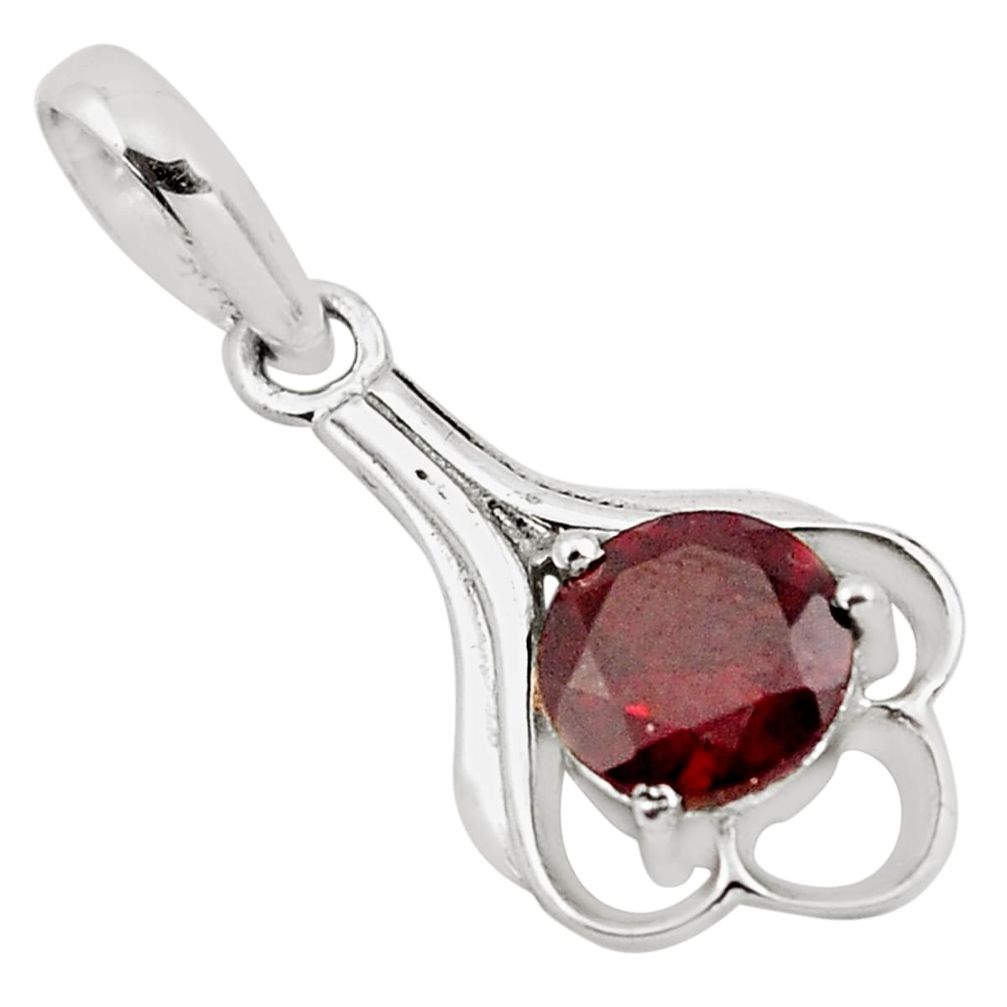 925 sterling silver 2.43cts natural red garnet round pendant jewelry p83997