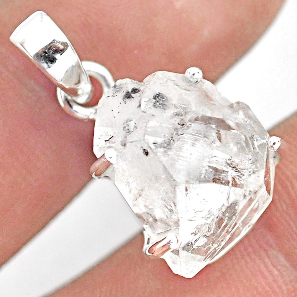 925 sterling silver 10.73cts natural white herkimer diamond pendant p74200