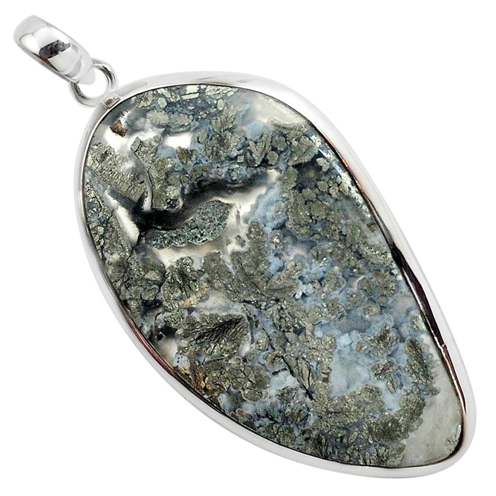 925 sterling silver 36.19cts natural white marcasite in quartz pendant p44033