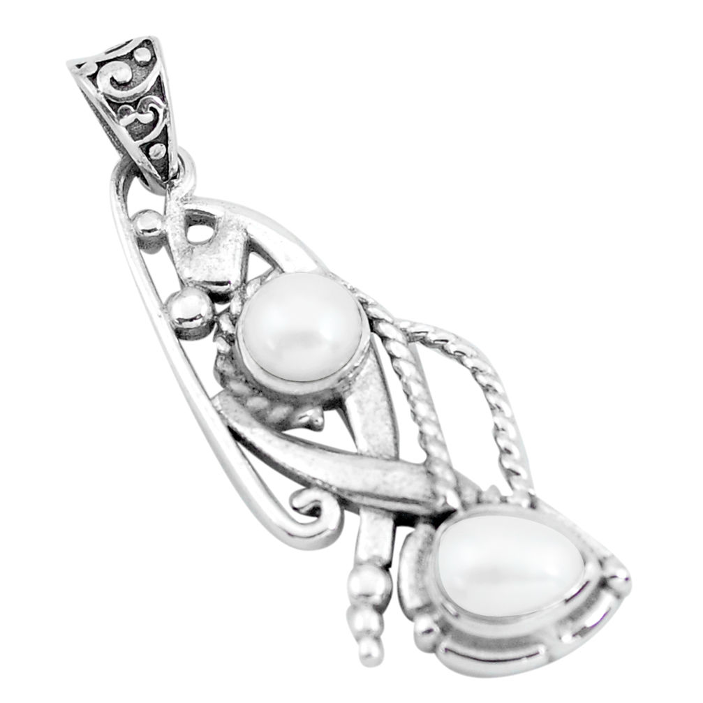 925 sterling silver 3.13cts natural white pearl pear pendant jewelry p65047