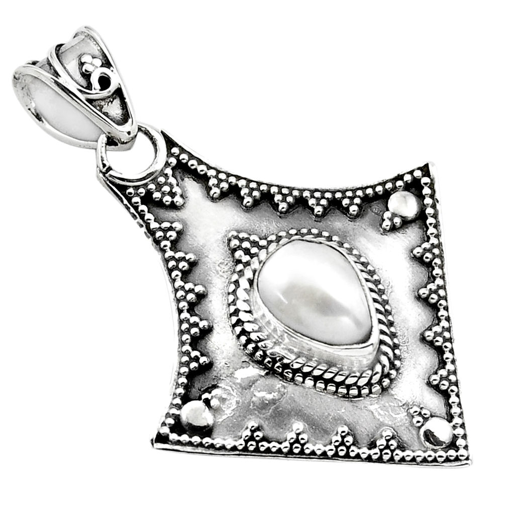 925 sterling silver 2.33cts natural white pearl pear pendant jewelry p86360