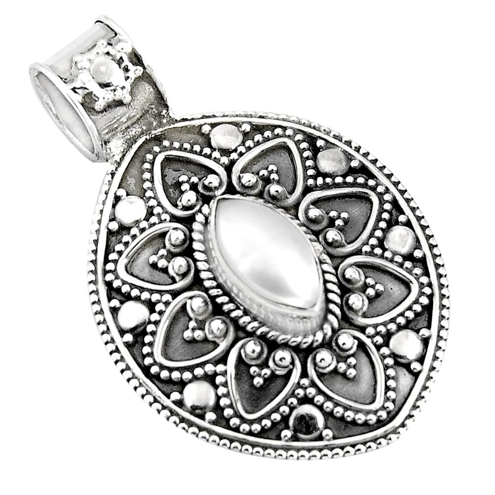 925 sterling silver 2.63cts natural white pearl pendant jewelry p90238