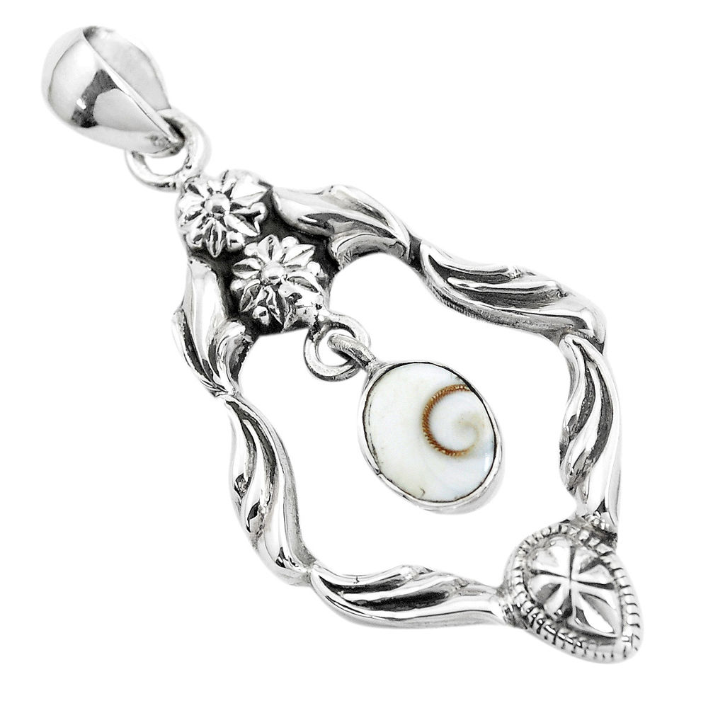 925 sterling silver 4.29cts natural white shiva eye flower pendant p42107