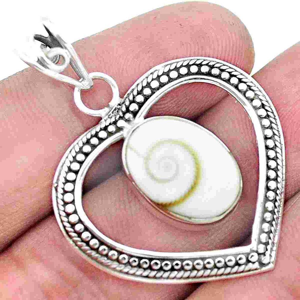 925 sterling silver 6.57cts natural white shiva eye heart pendant jewelry p27668