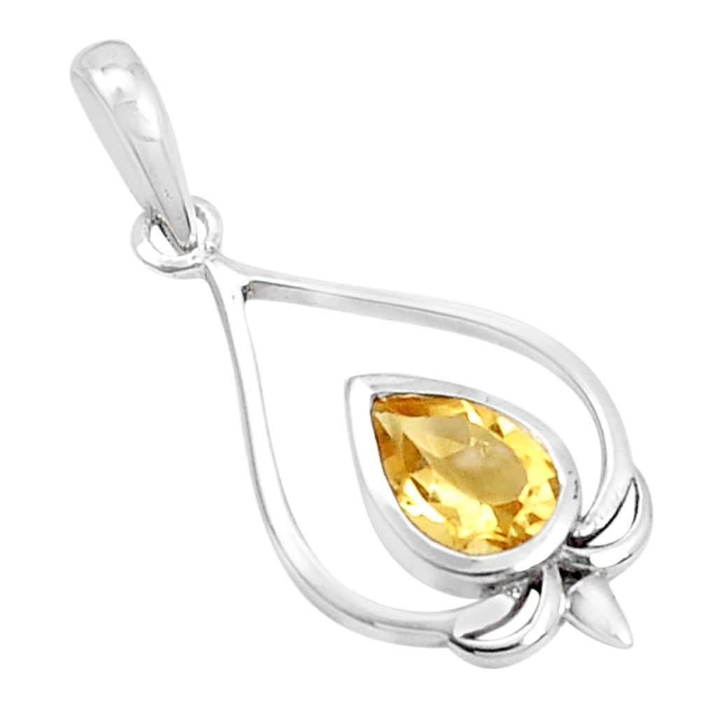 925 sterling silver 2.74cts natural yellow citrine pear pendant jewelry p36353