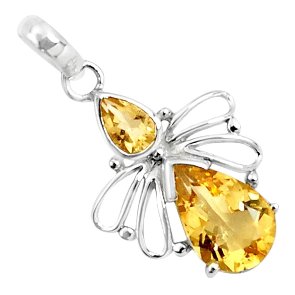 925 sterling silver 4.89cts natural yellow citrine pendant jewelry p82464