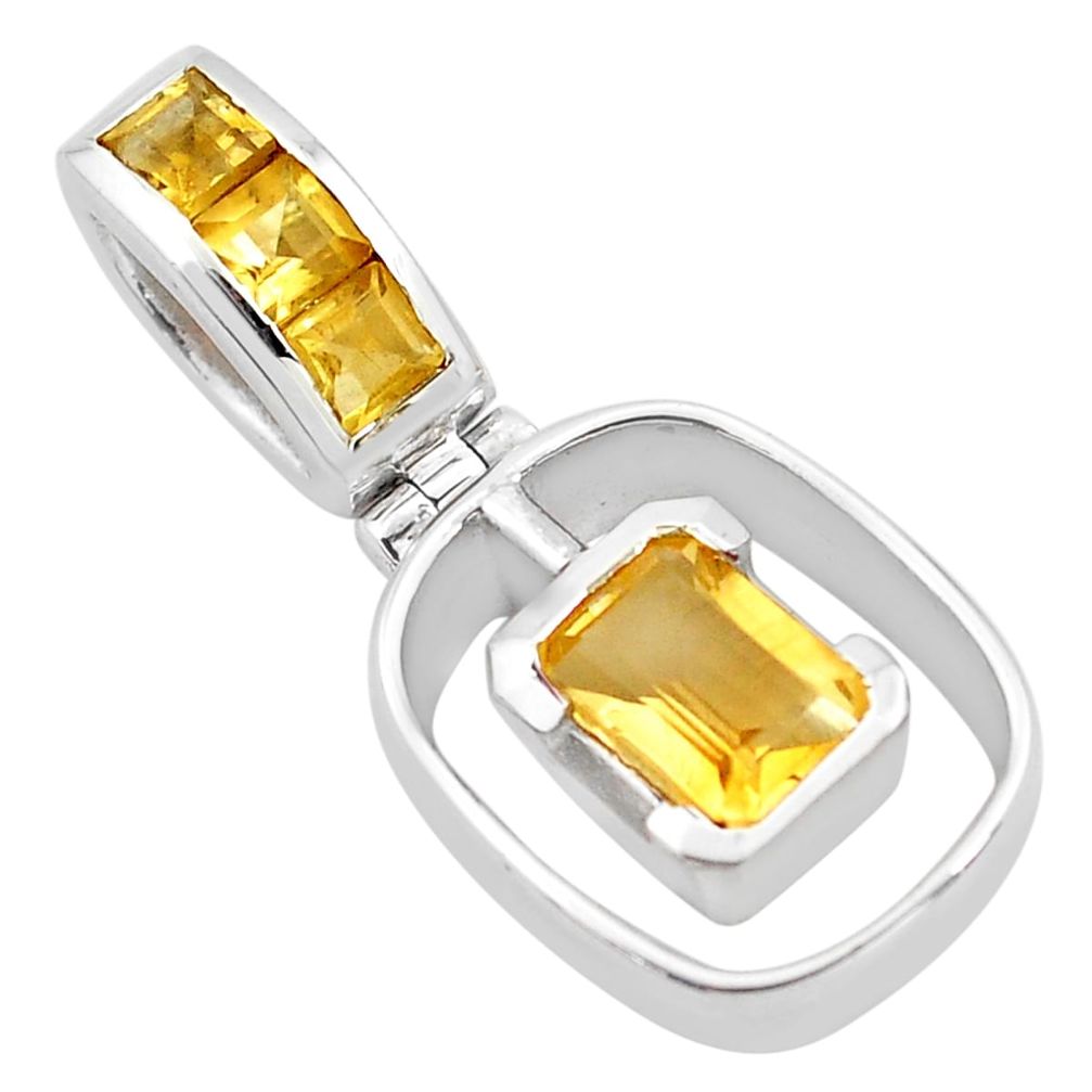 925 sterling silver 2.56cts natural yellow citrine pendant jewelry p83747