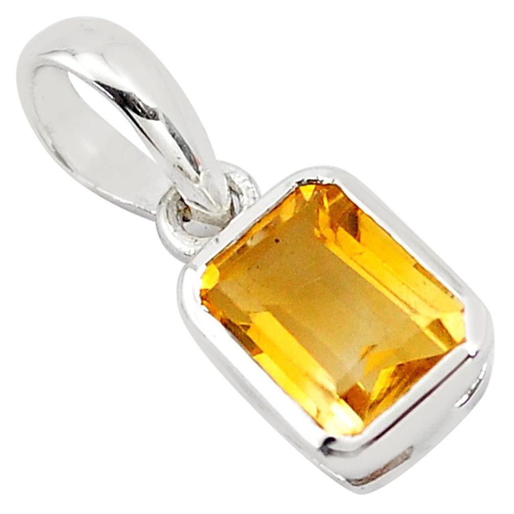 925 sterling silver 1.92cts natural yellow citrine pendant jewelry p83956