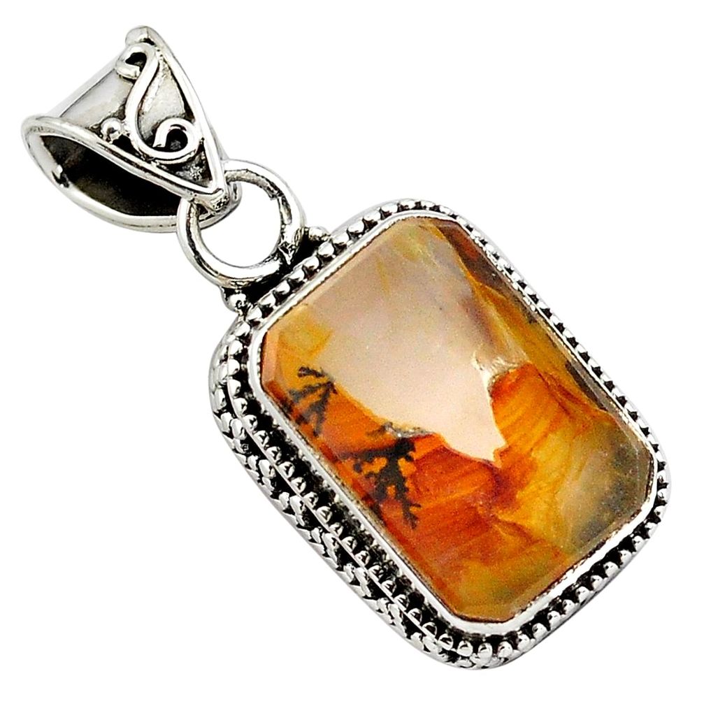 925 sterling silver 9.14cts natural yellow dendritic quartz pendant p84611