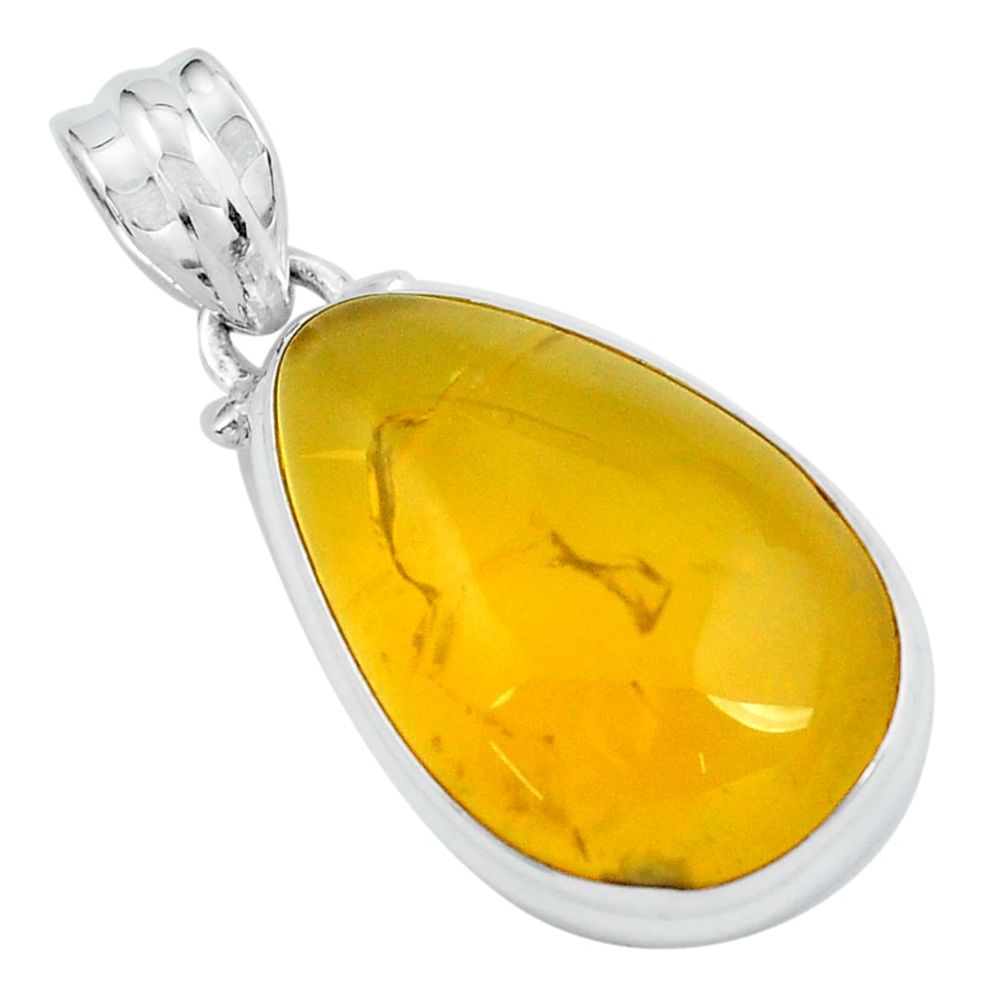 925 sterling silver 14.72cts natural yellow opal fancy pendant jewelry p59535