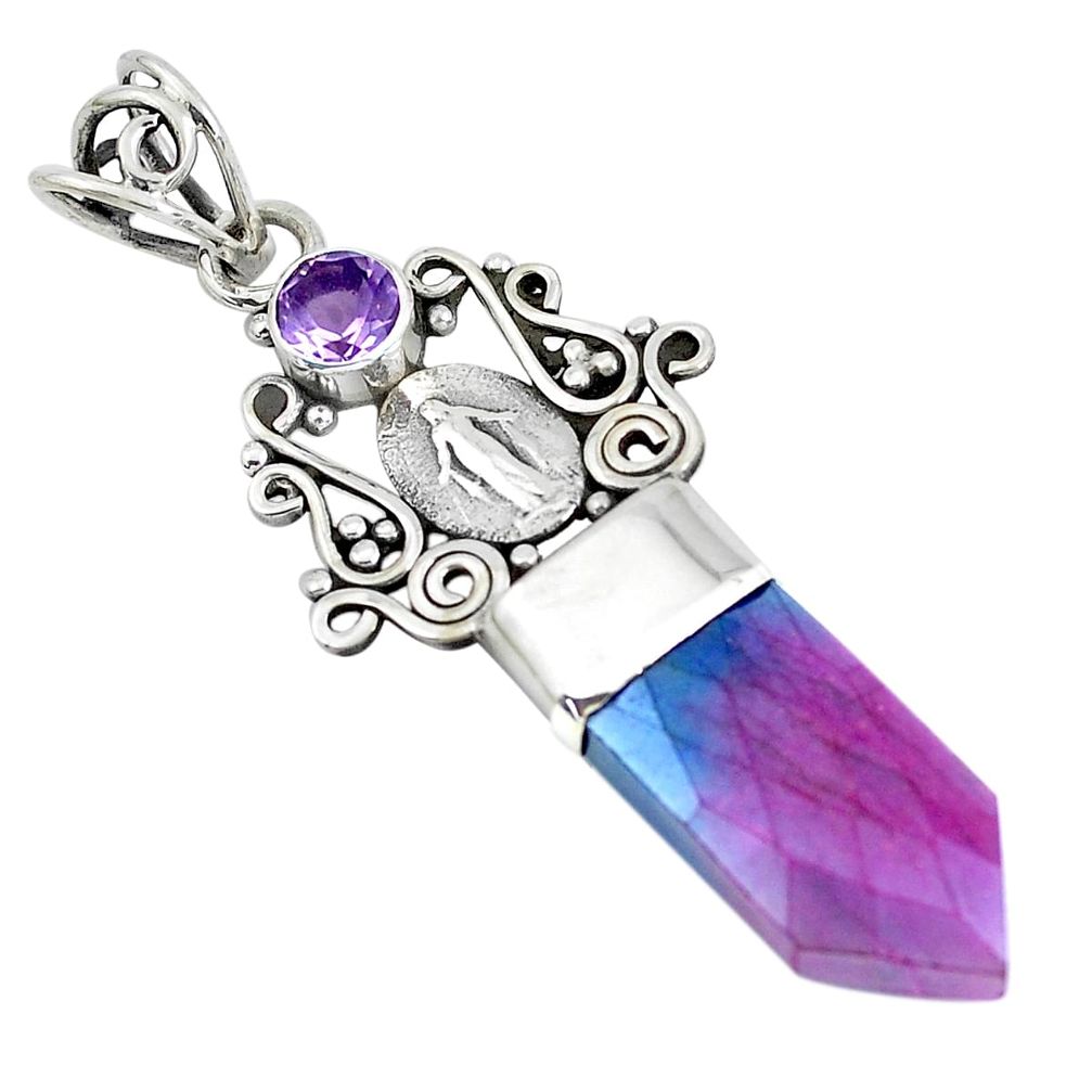 925 sterling silver 11.73cts pink aura quartz (arkansas) amethyst pendant p52148