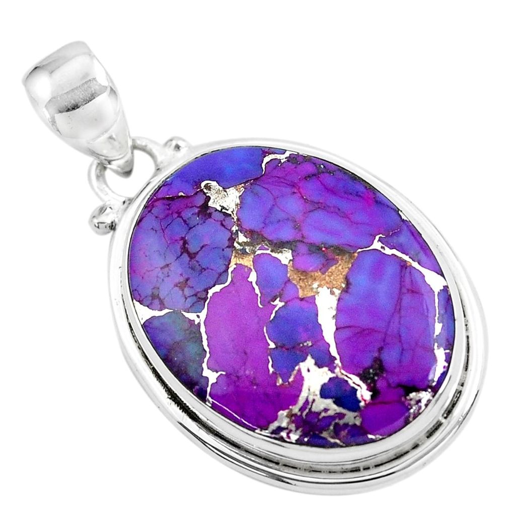 925 sterling silver 16.06cts purple copper turquoise pendant jewelry p41192