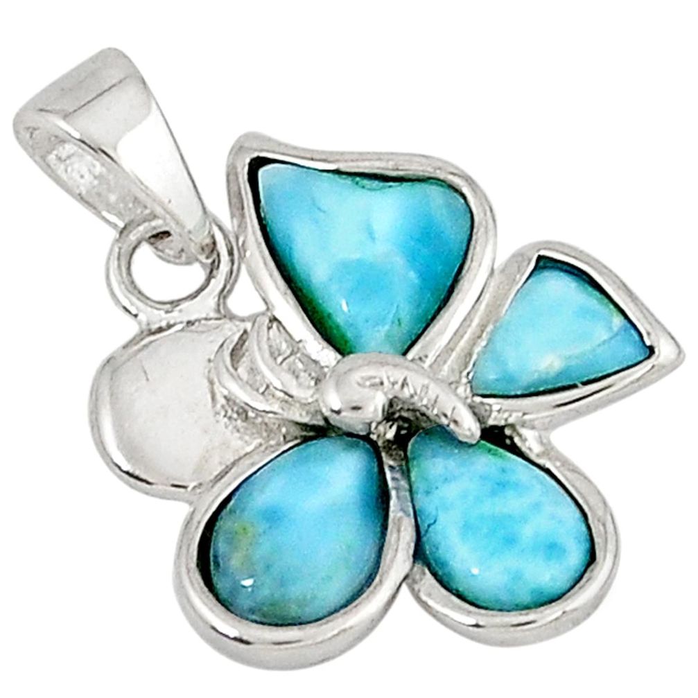 925 sterling silver natural blue larimar butterfly pendant jewelry a32905