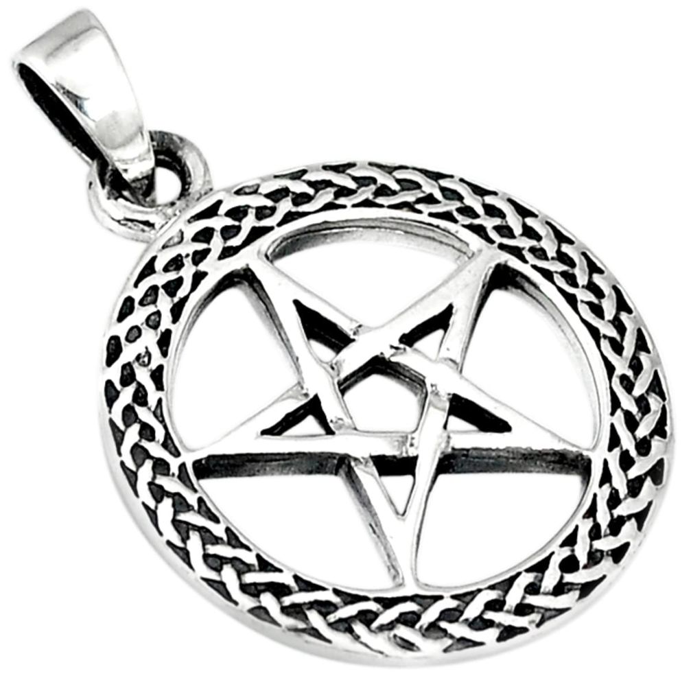 Indonesian bali style solid 925 silver wicca symbol pendant jewelry a50345