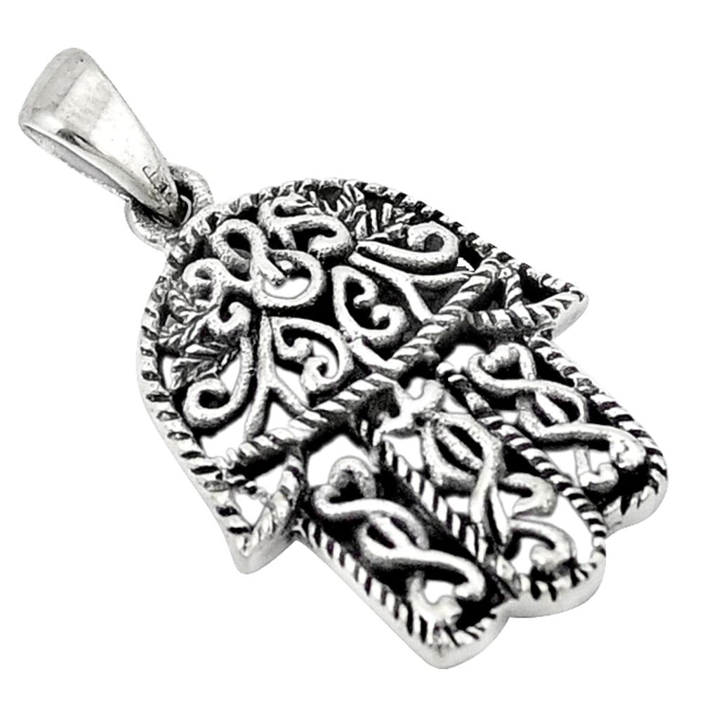 Indonesian bali style solid 925 silver hand of god hamsa pendant a50365