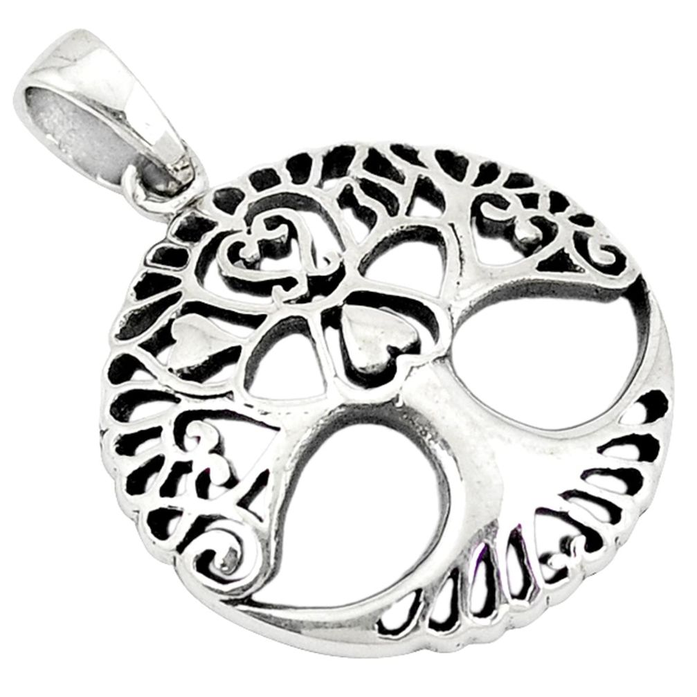Indonesian bali style solid 925 silver tree of life pendant jewelry a50381