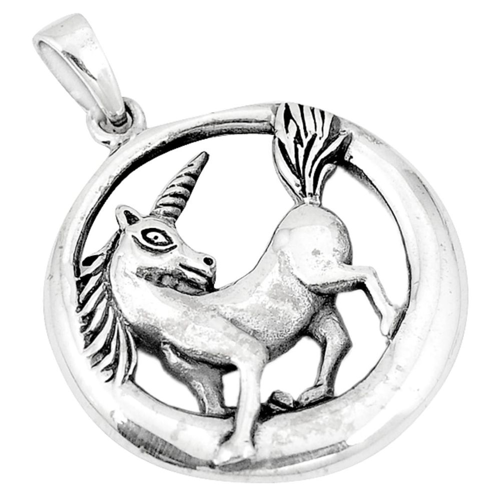 Indonesian bali style solid 925 sterling silver horse charm pendant a50382